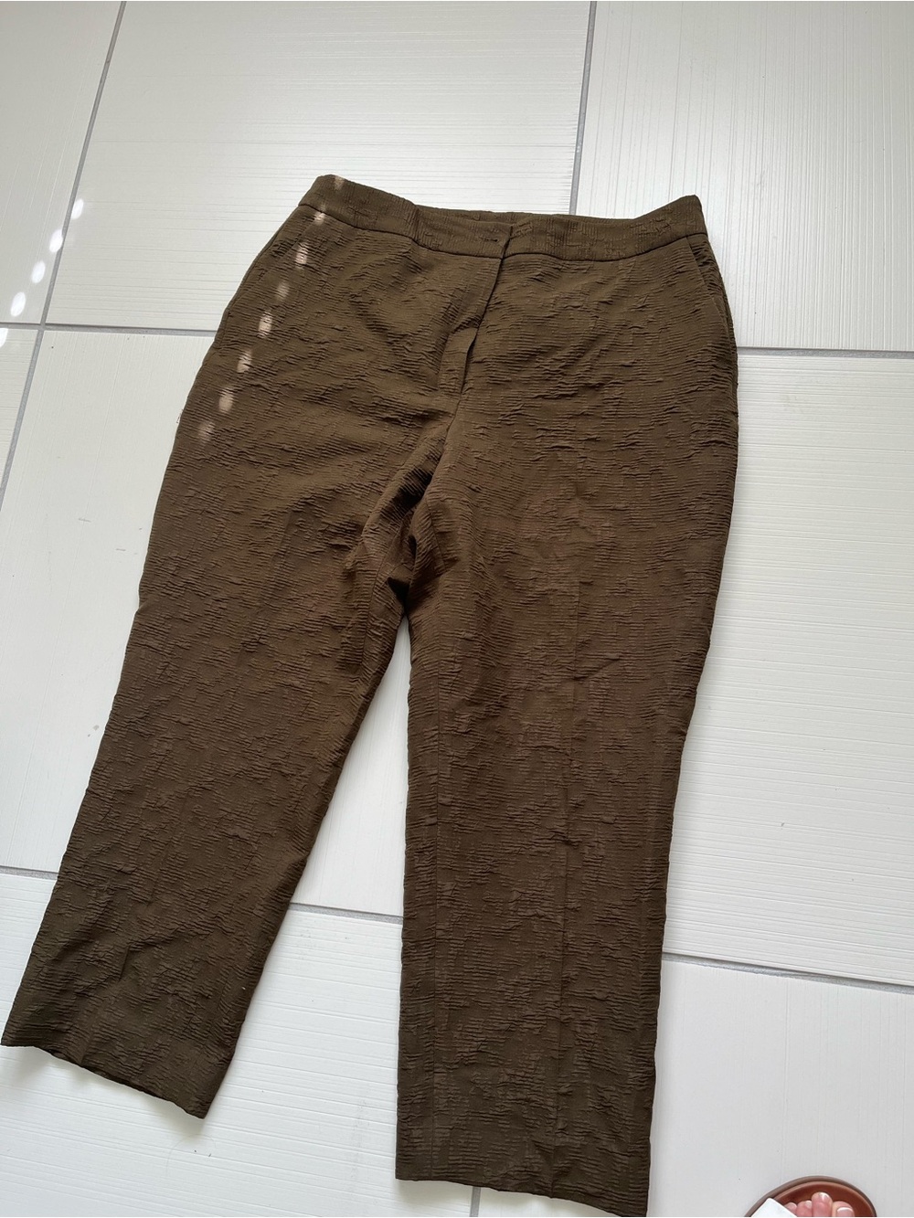 Donna Karan Brown Textured Chinos